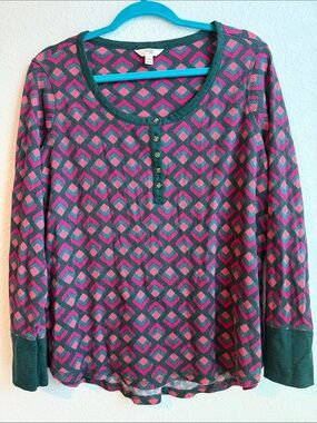 Terra Sky Geo-Print Long Sleeve Henley